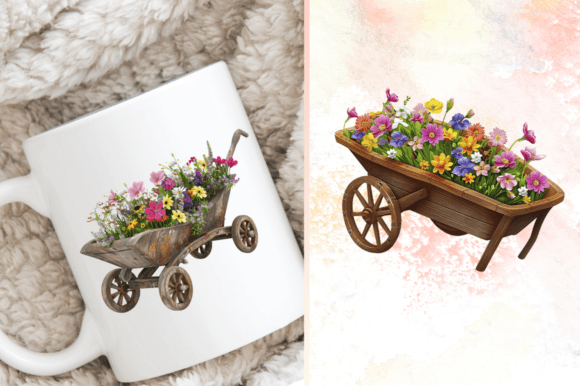 Download Spring Wheelbarrow with Flowers Clipart - Clipart Collection