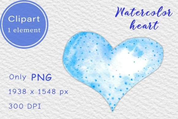 Download Blue Watercolor Heart. PNG Clipart - Clipart Collection