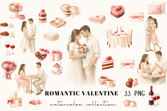 Download Romantic Valentine Watercolor Clipart - Clipart Collection