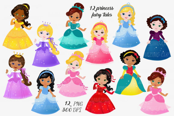 Download BUNDLE Cute Princess Clipart -Princesses - Clipart Collection