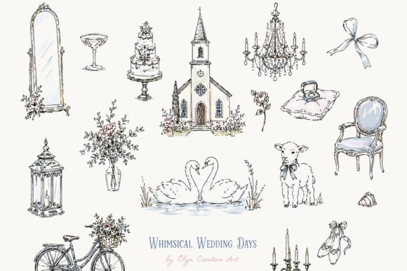 Download Whimsical Vintage Wedding Clipart 2 - Clipart Collection